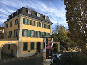 Daniel Rauers auf dem Plakat der TOUCHDOWN Ausstellung auf einer Litfasssäule in Bonn Beuel.